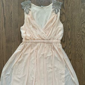 Sparkle shoulder nude dress